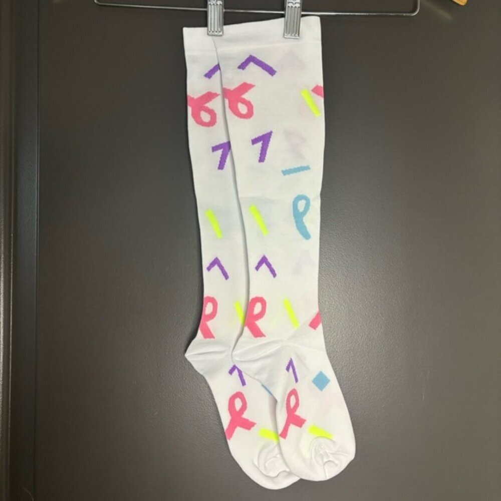 Graduated Compression Socks Pink Abstract Size S/M for nursing, running, travel - Picture 2 of 5